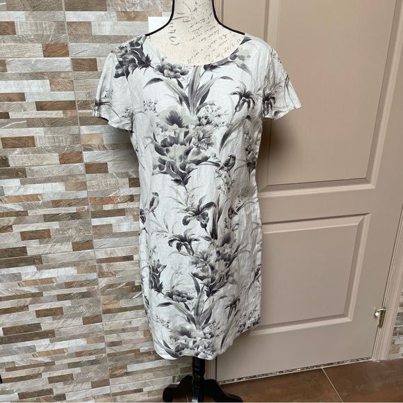 NWT ANN TAYLOR LOFT FLORAL LINEN V-BACK DRESS CUTE COMFY FLATTERING DRESS SZ 4 - Picture 4 of 12